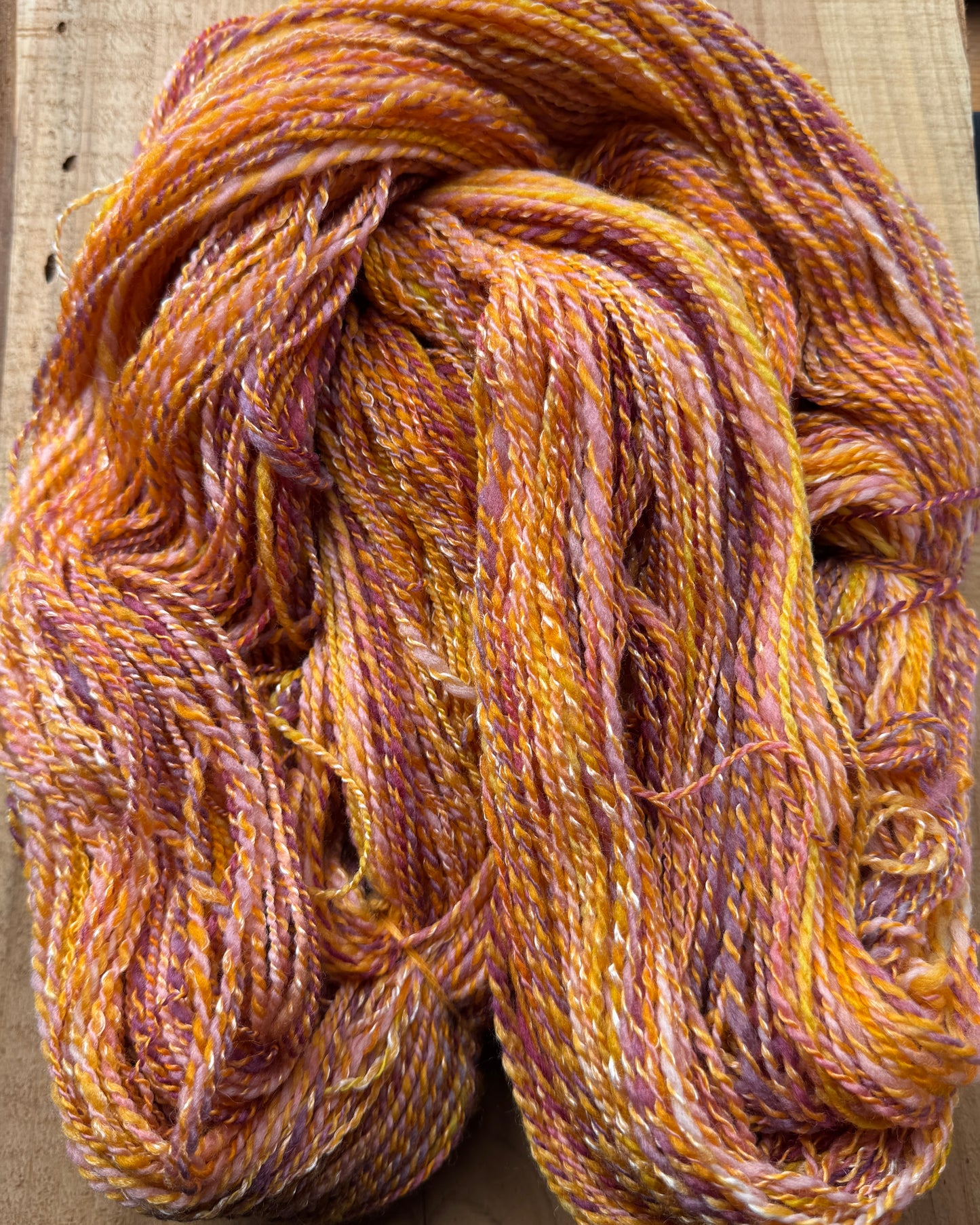 Sunset Grove – Handspun Polwarth/Merino/Bamboo – Sport Weight – 771 yds / 15 WPI