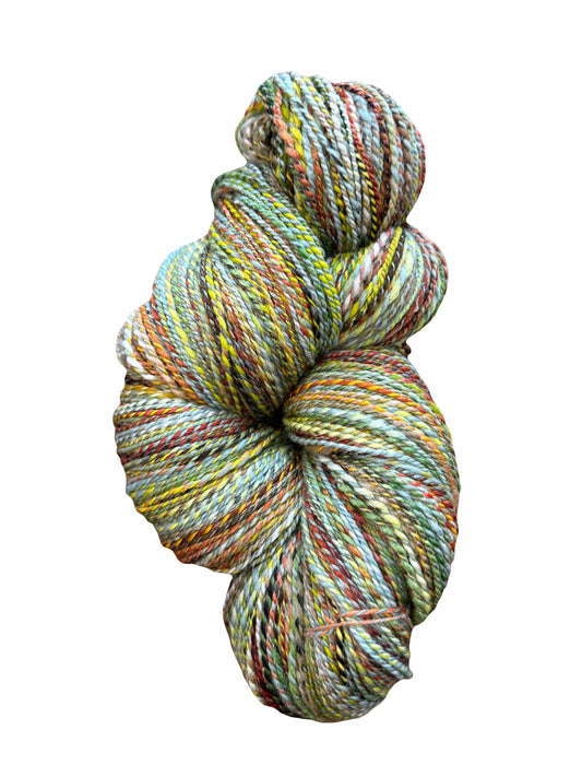 Handspun Yarn. Merino and Targhee wool with bamboo and silk. 2ply DK weight 532 yards