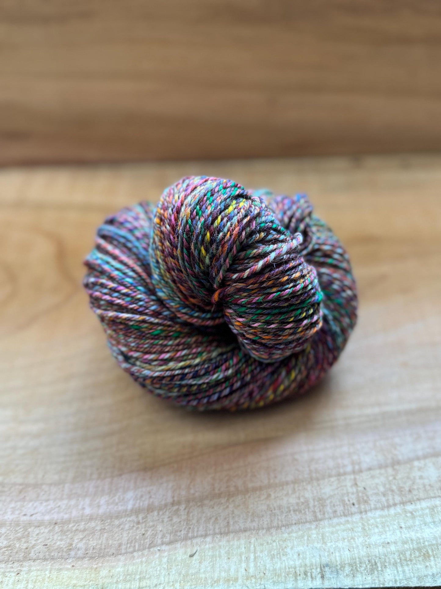 Handspun Yarn – Merino/Silk/Flax Blend, 200 Yards, 3-Ply Worsted – “Shadow Birch"