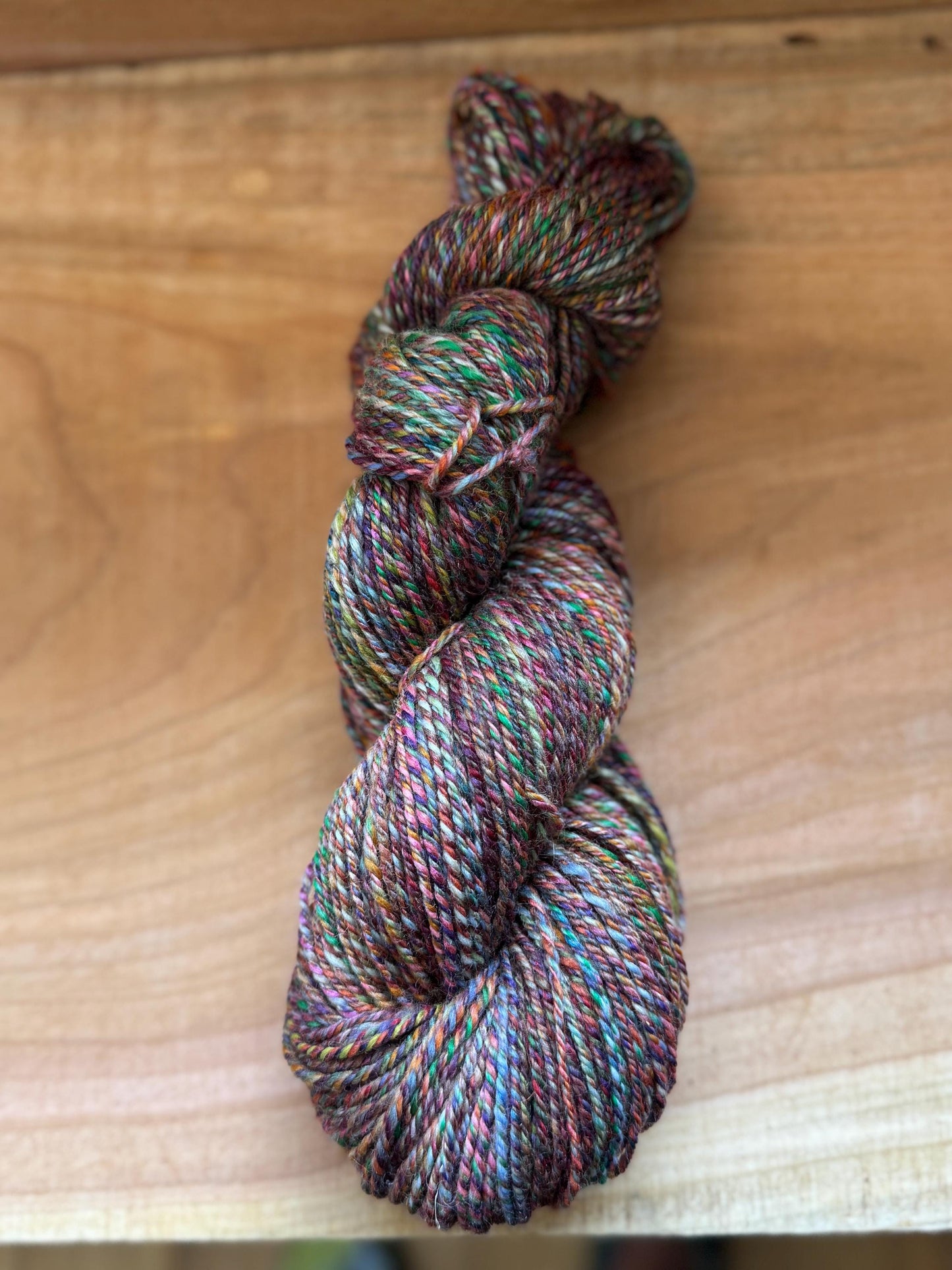 Handspun Yarn – Merino/Silk/Flax Blend, 200 Yards, 3-Ply Worsted – “Shadow Birch"