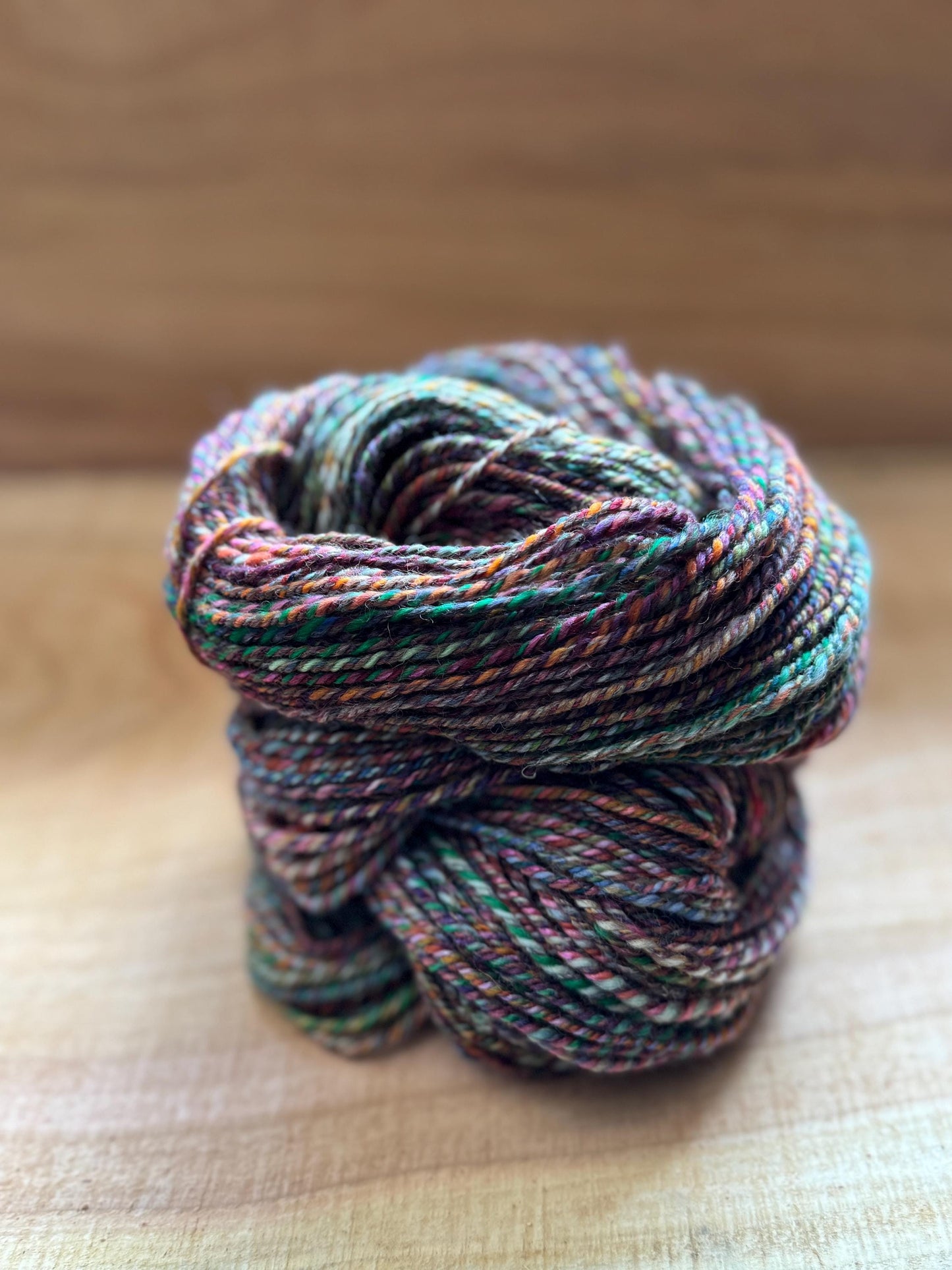 Handspun Yarn – Merino/Silk/Flax Blend, 200 Yards, 3-Ply Worsted – “Shadow Birch"