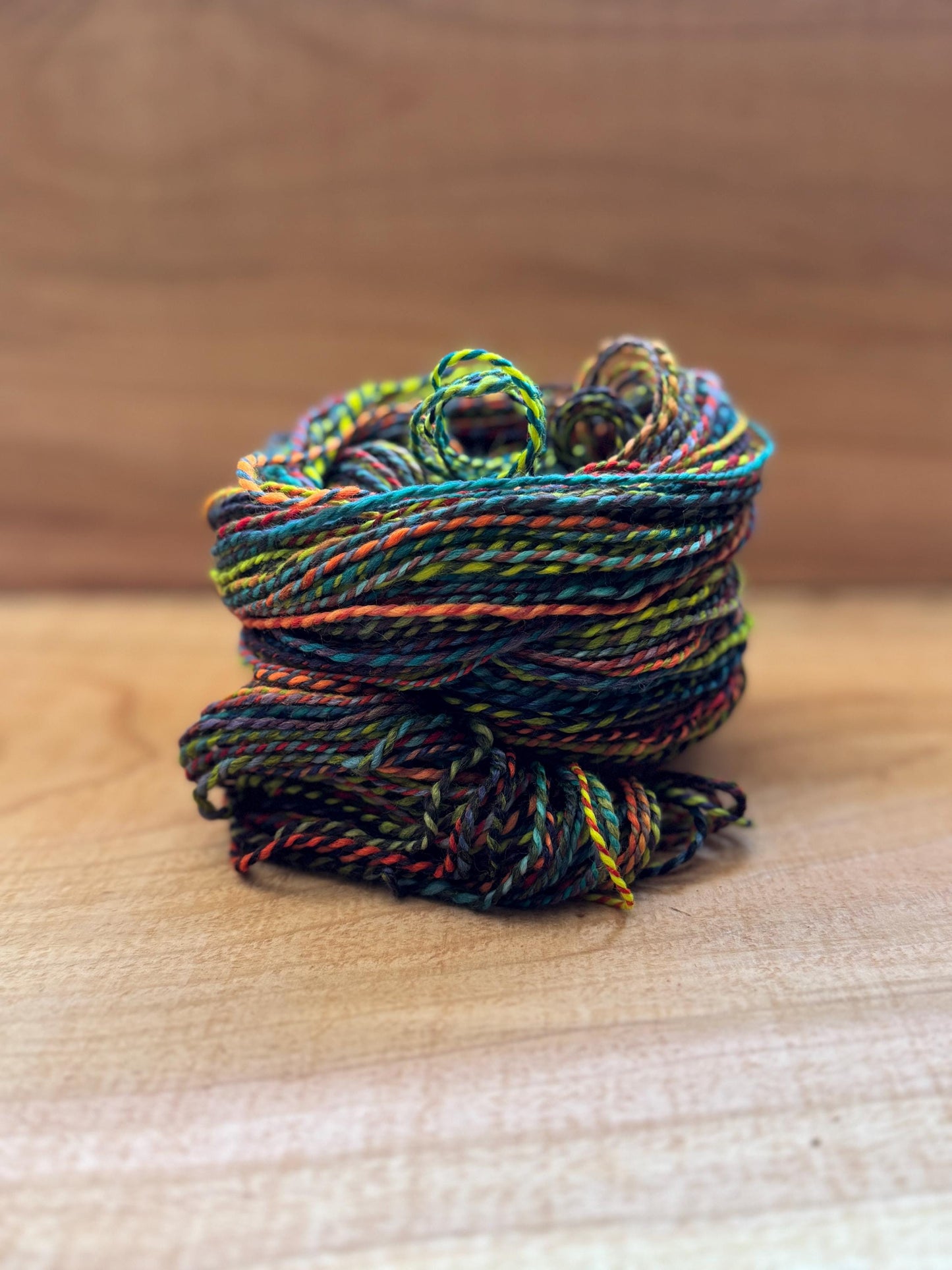 Handspun Yarn – Merino, Fingering Weight, 2-Ply – “Goblin Fire” – 120 Yards per Skein