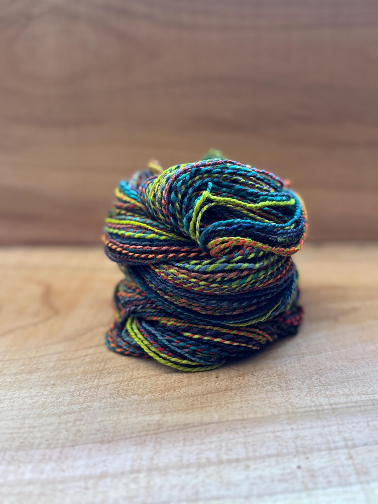 Handspun Yarn – Merino, Fingering Weight, 2-Ply – “Goblin Fire” – 120 Yards per Skein