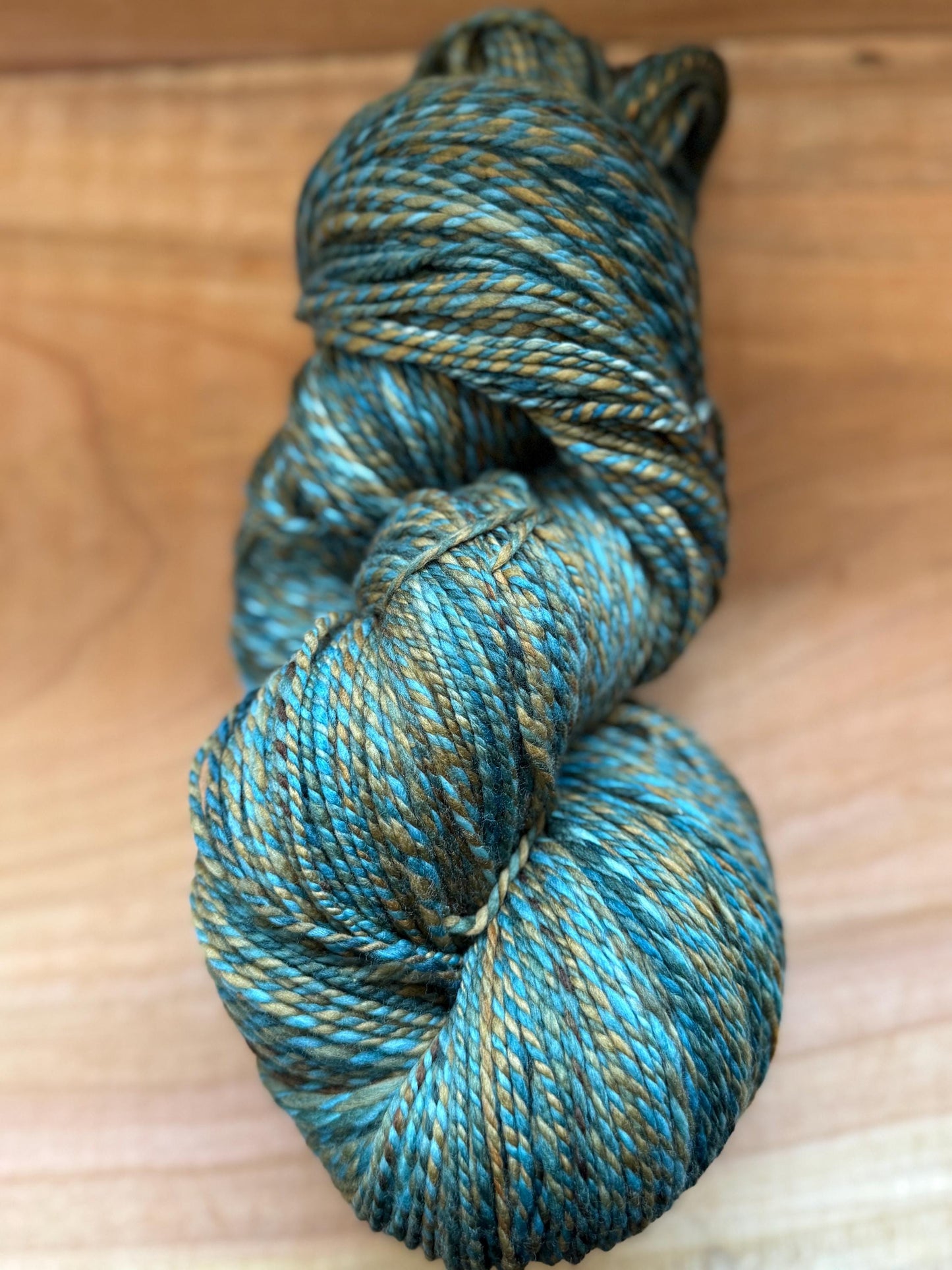Handspun Yarn – Superfine Merino, 564 Yards, 2-Ply Sport Weight – “Sagefire”