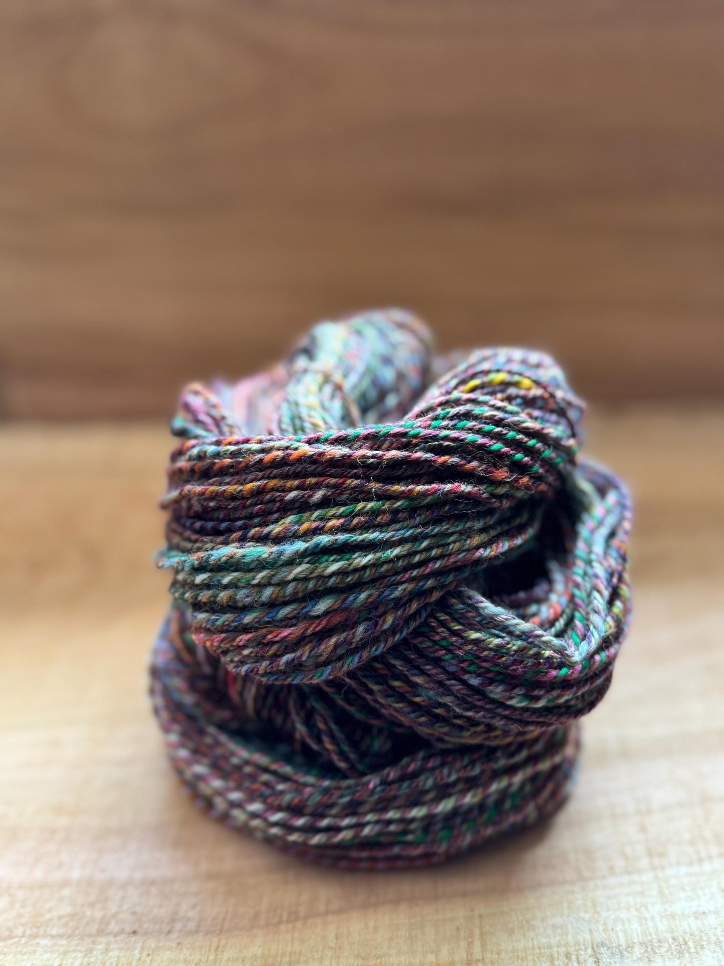 Handspun Yarn – Merino/Silk/Flax Blend, 200 Yards, 3-Ply Worsted – “Shadow Birch"