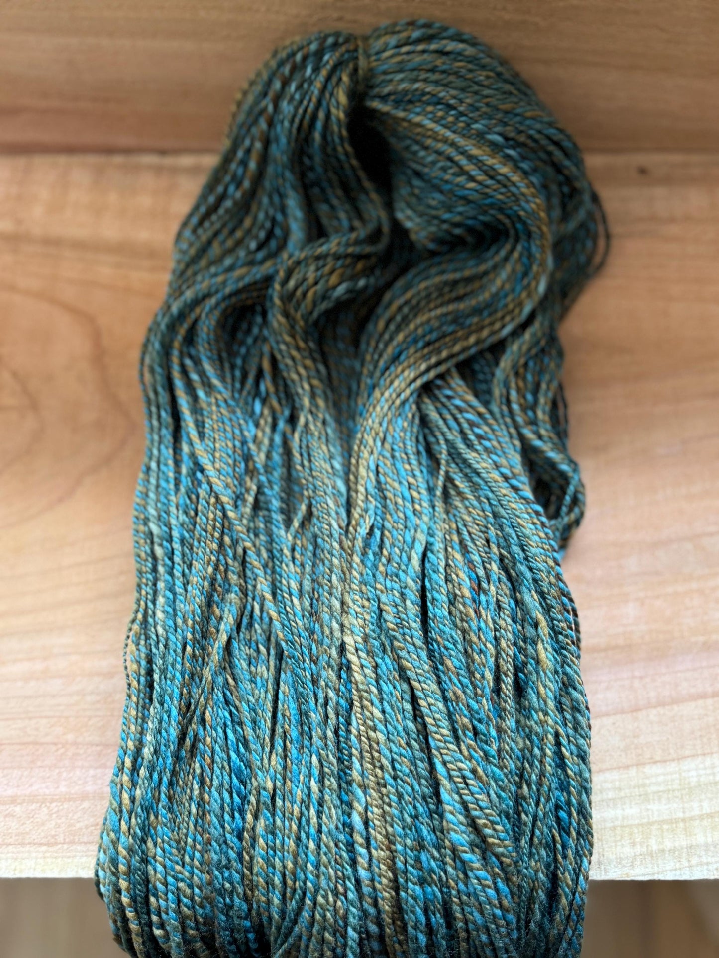 Handspun Yarn – Superfine Merino, 564 Yards, 2-Ply Sport Weight – “Sagefire”