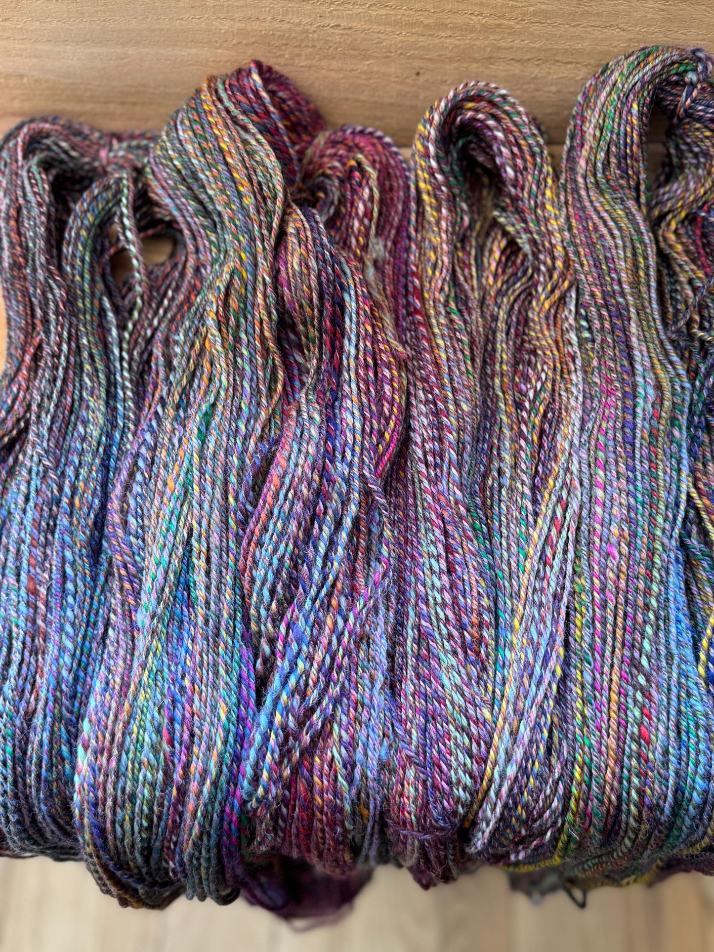 Handspun Yarn Set – Rustic Wool Blend, 832 Yards Total, 3-Ply Worsted – “The Wild Skeins” (4 Skein Bundle)